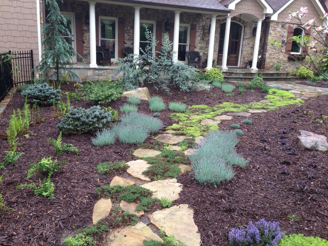 Flagstone steppers through a groundcover garden