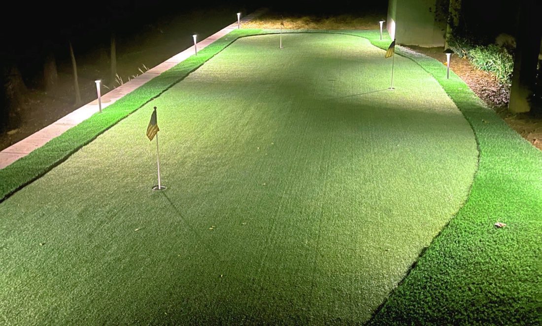 Putting green lit for night play